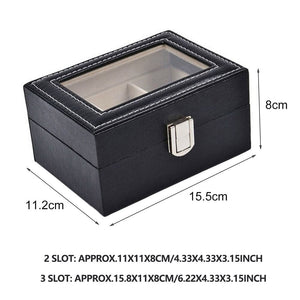 Darrahopens Home & Garden > Storage Watch Box Organizer Case Jewelry Display Tray Glass Top PU Leather(3 Slot)