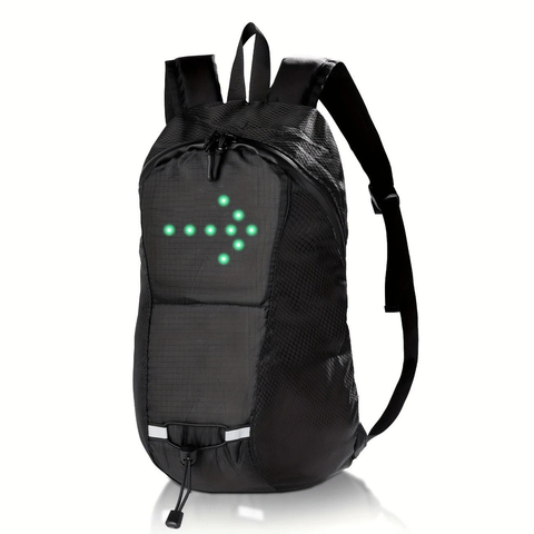 Darrahopens Home & Garden > Travel > Backpacks 15L Backpack with USB Charging & Smart LED Turn Signals, Waterproof Cycling Commuter Daypack, Lightweight Nylon, Safety Reflective(black)