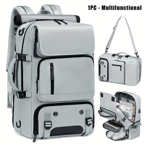 Darrahopens Home & Garden > Travel > Backpacks 18.1-inch Easy-Travel Bag (46×30×16 cm): Four carrying modes in one bag, with independent shoe compartment and freely switchable hidden shoulder straps.(light gray）