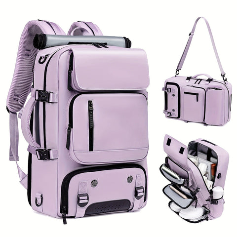 Darrahopens Home & Garden > Travel > Backpacks 18.1-inch Easy-Travel Bag (46×30×16 cm): Four carrying modes in one bag, with independent shoe compartment and freely switchable hidden shoulder straps.(light purple）