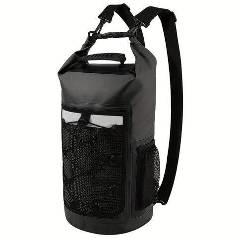Darrahopens Home & Garden > Travel > Backpacks 25L Large Capacity Waterproof Backpack Double Layer Rainproof Dry Wet Separation Abrasion Resistant Night Reflective for Outdoor Camping Kayaking Surfing Canyoning Daily Commute(BLACK)