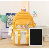 Darrahopens Home & Garden > Travel > Backpacks 5 Piece Aesthetic School Backpack Set Black Oxford Fabric Fits 14 Inch Laptop