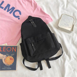 Darrahopens Home & Garden > Travel > Backpacks Aesthetic Black School Backpack with Cute Bear Plushie and Pin Large Capacity Nylon Laptop Daypack for High School and Uni Students