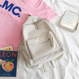 Darrahopens Home & Garden > Travel > Backpacks Aesthetic Off-white School Backpack with Cute Bear Plushie and Pin Large Capacity Nylon Laptop Daypack for High School and Uni Students