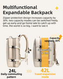 Darrahopens Home & Garden > Travel > Backpacks Beige Expandable Travel Laptop Backpack with USB Charging Port - Waterproof Nylon Business Bag with 11cm Depth Extension (45x32cm)