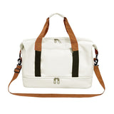 Darrahopens Home & Garden > Travel > Backpacks Beige Large Capacity Travel Duffel Bag for Women with Yoga Mat Holder and Shoe Compartment Water Resistant Weekend Bag Ideal for Local Gym and Travel Use