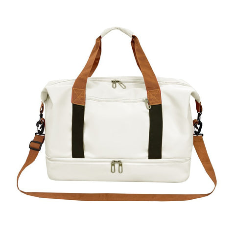 Darrahopens Home & Garden > Travel > Backpacks Beige Large Capacity Travel Duffel Bag for Women with Yoga Mat Holder and Shoe Compartment Water Resistant Weekend Bag Ideal for Local Gym and Travel Use