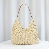 Darrahopens Home & Garden > Travel > Backpacks Beige Stylish Woven Shoulder Bag - Fashionable Versatile Handbag & Crossbody Straw Beach Tote (39x27x39 cm)