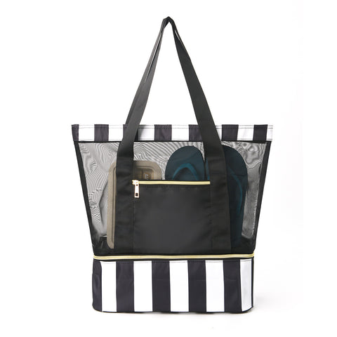 Darrahopens Home & Garden > Travel > Backpacks Black 2-in-1 Large Capacity Beach Bag - Portable Swim & Travel Tote with Insulated Cooler (45x17x40 cm)