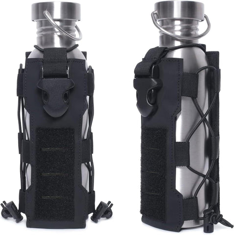Darrahopens Home & Garden > Travel > Backpacks Black Adjustable Tactical Water Bottle Pouch - Multi-Functional MOLLE Compatible Accessory Bag for Hiking & Outdoor Survival