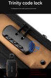 Darrahopens Home & Garden > Travel > Backpacks Black and Brown Men's Anti-Theft Crossbody Sling Bag with USB Charging Port & Combination Lock