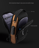 Darrahopens Home & Garden > Travel > Backpacks Black and Brown Men's Anti-Theft Crossbody Sling Bag with USB Charging Port & Combination Lock