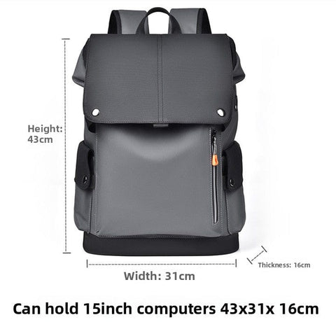 Darrahopens Home & Garden > Travel > Backpacks Black and gray Men Large Capacity Business Laptop Backpack Waterproof PU Leather Travel Rucksack with USB Port for Work and Travel in Australia