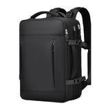 Darrahopens Home & Garden > Travel > Backpacks Black Expandable Travel Laptop Backpack with USB Charging Port - Waterproof Nylon Business Bag with 11cm Depth Extension (45x32cm)