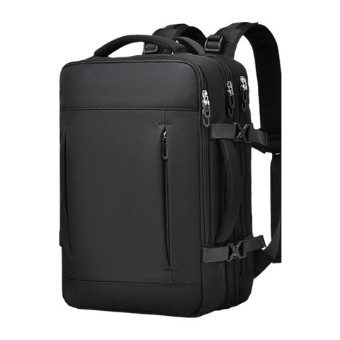 Darrahopens Home & Garden > Travel > Backpacks Black Expandable Travel Laptop Backpack with USB Charging Port - Waterproof Nylon Business Bag with 11cm Depth Extension (45x32cm)