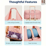 Darrahopens Home & Garden > Travel > Backpacks Black High-Capacity Yoga Gym Duffel Set with Bonus Bottle Phone Pouch, Separate Shoe Compartment & Yoga Mat Strap