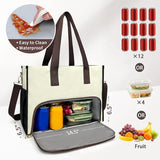 Darrahopens Home & Garden > Travel > Backpacks Black Large Capacity Insulated Lunch Tote Bag with Shoulder Strap Leakproof Cooler Handbag Multi-Pocket Work Organizer for Office and Picnics