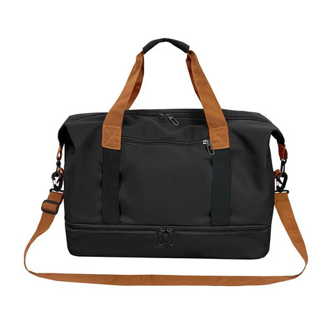 Darrahopens Home & Garden > Travel > Backpacks Black Large Capacity Travel Duffel Bag for Women with Yoga Mat Holder and Shoe Compartment Water Resistant Weekend Bag Ideal for Local Gym and Travel Use