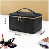 Darrahopens Home & Garden > Travel > Backpacks Black Large Capacity Travel Makeup Bag Portable Cosmetic Case with Handle and Dividers Elegant Toiletry Organizer for Daily Use