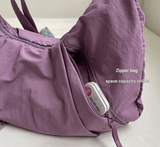 Darrahopens Home & Garden > Travel > Backpacks Black Lightweight Crescent Crossbody Bag - Slouchy Nylon Hobo Purse for Casual Everyday Use