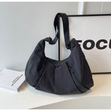 Darrahopens Home & Garden > Travel > Backpacks Black Lightweight Crescent Crossbody Bag - Slouchy Nylon Hobo Purse for Casual Everyday Use