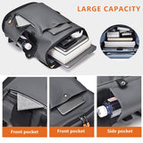 Darrahopens Home & Garden > Travel > Backpacks Black Men Large Capacity Business Laptop Backpack Waterproof PU Leather Travel Rucksack with USB Port for Work and Travel in Australia