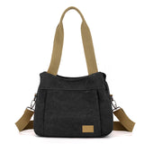 Darrahopens Home & Garden > Travel > Backpacks Black Multi-functional Large Capacity Canvas Tote Bag - Versatile 3-Way Adjustable Shoulder and Crossbody Handbag for Work, Travel, and Daily Use