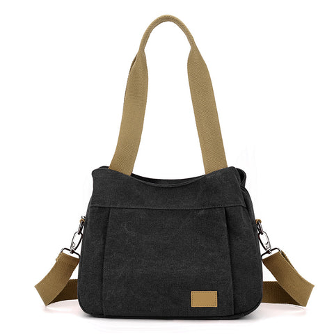Darrahopens Home & Garden > Travel > Backpacks Black Multi-functional Large Capacity Canvas Tote Bag - Versatile 3-Way Adjustable Shoulder and Crossbody Handbag for Work, Travel, and Daily Use