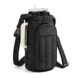 Darrahopens Home & Garden > Travel > Backpacks Black Nylon Quilted Insulated Water Bottle Bag for 18-64oz Flask - Lightweight Sports & Travel Puffer Shockproof Protective Pouch