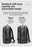 Darrahopens Home & Garden > Travel > Backpacks Black Premium Business Expandable Travel Backpack with External USB Charging - 20-35L Large-Capacity & Waterproof Commuter Daypack