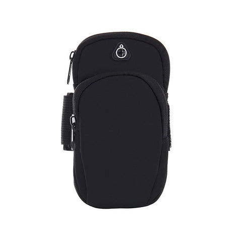 Darrahopens Home & Garden > Travel > Backpacks Black Sports Running Armband Bag Water Resistant Phone Pouch with Dual Zipper Pockets Earphone Hole for Gym Jogging Cycling Fits 6.5 Inch Smartphones