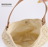Darrahopens Home & Garden > Travel > Backpacks Black Stylish Woven Shoulder Bag - Fashionable Versatile Handbag & Crossbody Straw Beach Tote (39x27x39 cm)
