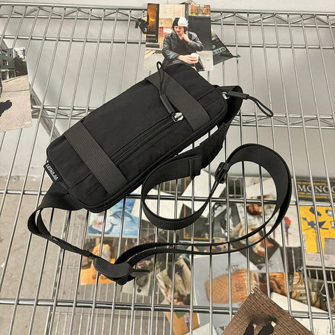Darrahopens Home & Garden > Travel > Backpacks Black Unisex Mini Crossbody Waist Bag Lightweight Nylon Running Belt Phone Pouch 21cm Slim Sports Chest Sling for Travel & Gym