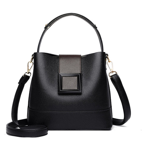 Darrahopens Home & Garden > Travel > Backpacks Black Versatile Bucket Bag - Stylish Trend Shoulder Handbag with Large Capacity Crossbody for Women (21x10x30 cm)