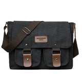 Darrahopens Home & Garden > Travel > Backpacks Black Vintage Canvas Messenger Bag Men Crossbody Satchel Durable Shoulder Bag for Work and Travel Multi Pocket Casual Daypack