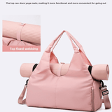 Darrahopens Home & Garden > Travel > Backpacks Black Women Large Capacity Yoga Gym Bag with Shoe Compartment and Mat Strap Water Resistant Travel Duffel Lightweight Tote for Fitness and Weekend Trips