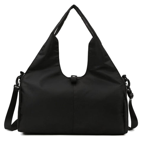 Darrahopens Home & Garden > Travel > Backpacks Black Women Large Capacity Yoga Gym Bag with Shoe Compartment and Mat Strap Water Resistant Travel Duffel Lightweight Tote for Fitness and Weekend Trips