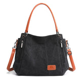 Darrahopens Home & Garden > Travel > Backpacks Black Women's Canvas Hobo Handbag Large Shoulder Tote Bag Adjustable Crossbody Strap Casual Purse 40cm for Work School Travel