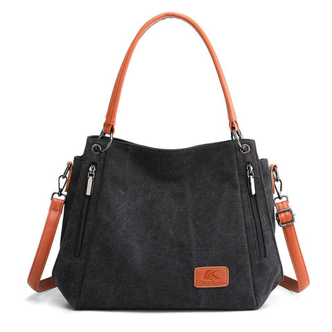 Darrahopens Home & Garden > Travel > Backpacks Black Women's Canvas Hobo Handbag Large Shoulder Tote Bag Adjustable Crossbody Strap Casual Purse 40cm for Work School Travel
