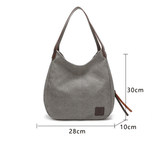 Darrahopens Home & Garden > Travel > Backpacks Black Women's Canvas Hobo Handbag Multi-Compartment Shoulder Tote Bag Minimalist Casual Purse 30cm for Work Shopping & Travel