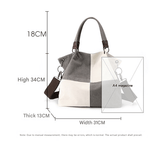 Darrahopens Home & Garden > Travel > Backpacks Black Women's Canvas Patchwork Tote Bag Large Capacity Shoulder Handbag Fits A4 Magazine Adjustable Crossbody Strap 34cm for Work & School