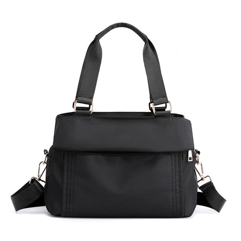 Darrahopens Home & Garden > Travel > Backpacks Black Women's Large Capacity Water-Resistant Nylon Handbag Multi-Compartment Crossbody Shoulder Bag for Work Travel and Daily Use 30cm