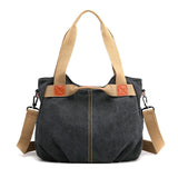Darrahopens Home & Garden > Travel > Backpacks Black Women's Retro Canvas Tote Bag Large Capacity Shoulder Handbag Adjustable Crossbody Strap 35cm for Travel Work & Daily Use