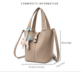 Darrahopens Home & Garden > Travel > Backpacks Black Women's Small PU Leather Bucket Bag with Secure Lock and Horse Charm - 20cm Compact Crossbody Handbag for Everyday Use