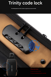 Darrahopens Home & Garden > Travel > Backpacks Blue and Brown Men's Anti-Theft Crossbody Sling Bag with USB Charging Port & Combination Lock