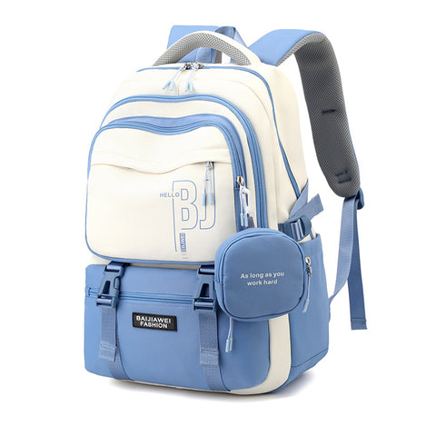 Darrahopens Home & Garden > Travel > Backpacks Blue and White Large Capacity Student Backpack - Durable Oxford Cloth School Bag with Laptop Compartment & Multiple Pockets