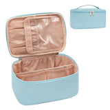 Darrahopens Home & Garden > Travel > Backpacks Blue Large Capacity Travel Makeup Bag Portable Cosmetic Case with Handle and Dividers Elegant Toiletry Organizer for Daily Use