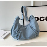 Darrahopens Home & Garden > Travel > Backpacks Blue Lightweight Crescent Crossbody Bag - Slouchy Nylon Hobo Purse for Casual Everyday Use