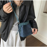 Darrahopens Home & Garden > Travel > Backpacks Blue Retro Maillard Brown Mini Bag - 2025 New Casual Versatile Women's Crossbody & Exquisite Braided Handle Bucket Bag (15x12x14 cm)