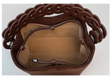 Darrahopens Home & Garden > Travel > Backpacks Blue Retro Maillard Brown Mini Bag - 2025 New Casual Versatile Women's Crossbody & Exquisite Braided Handle Bucket Bag (15x12x14 cm)